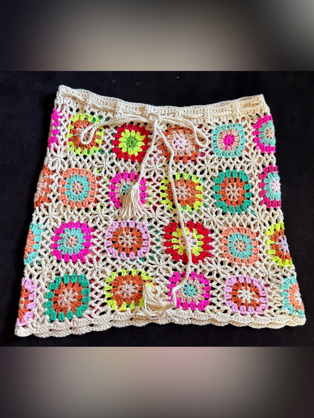 CUPSHE Crochet Granny Square Wrap Skirt Cover Up Size M